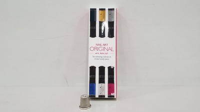 100 X BRAND NEW ORIGINAL NAIL ART 6PC PEN SET (6 AMAZING COLOURS - IN 3 HANDY PENS) - 1 BOX RRP £12.00 PER SET