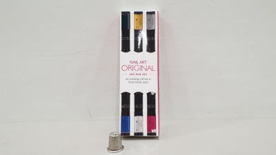 100 X BRAND NEW ORIGINAL NAIL ART 6PC PEN SET (6 AMAZING COLOURS - IN 3 HANDY PENS) - 1 BOX RRP £12.00 PER SET