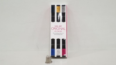 100 X BRAND NEW ORIGINAL NAIL ART 6PC PEN SET (6 AMAZING COLOURS - IN 3 HANDY PENS) - 1 BOX RRP £12.00 PER SET