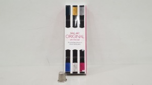 100 X BRAND NEW ORIGINAL NAIL ART 6PC PEN SET (6 AMAZING COLOURS - IN 3 HANDY PENS) - 1 BOX RRP £12.00 PER SET