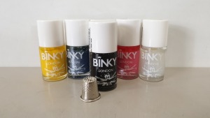 425 X BRAND NEW 12ML BINKY LONDON NAIL POLISH IN VARIOUS COLOURS IE BLUE STARGAZER, BLACK, TURKISH DELIGHT, MATT TOP COAT AND SUNSHINE YELLOW - IN 12 BOXES RRP £845.75