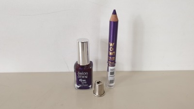 705 ITEMS OF 2TRUE PRODUCT COMPRISING: 462 X BRAND NEW 2TRUE WOW EYE PENCIL SHADE NO.4 AND 243 X BRAND NEW 2 TRUE SALON SHINE PRO NAIL POLISH IN PURPLE. - RRP £1,416.00