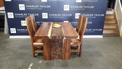 BRAND NEW SOLID SUAR WOODEN 5 PIECE COIN TABLE SET 160 X 95 X 76 RRP £1250