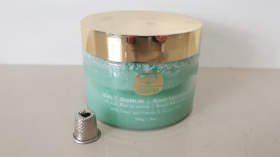 6 X BRAND NEW KEDMA SALT SCRUB / KIWI - MANGO WITH DEAD SEA MINERALS & NATURAL OILS - 500G RRP $534.00