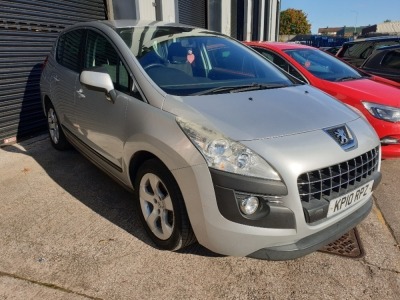 SILVER PEUGEOT 3008 SPORT HDI. ( DIESEL )Reg : KP10RPZ, Mileage : 134947Details: WITH KEYENGINE SIZE 1560CCMOT UNTIL 13/07/2021WITH LOG BOOK