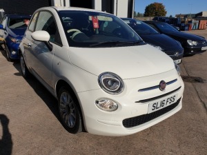 WHITE FIAT 500 POP STAR.Reg : SL16FSS, Mileage : 28089Details: PETROLWITH 2 KEYSENGINE SIZE 1242CCMOT UNTIL 09/12/2020FORECOURT PRICE £5,995WITH LOG BOOK