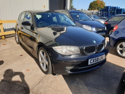 BLACK BMW 118D EDITION ES. ( DIESEL )Reg : CX58UML, Mileage : 118750Details: WITH 2 KEYSENGINE SIZE 1995CCMOT UNTIL 29/09/2020WITH LOG BOOK