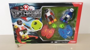 24 X BRAND NEW BOXED TOMY OMNIBOT SOCCERBORG WITH ACCESSORIES INCLUDED - IN 8 CARTONS