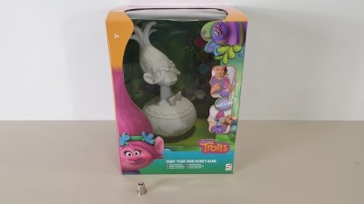 48 X BRAND NEW TROLLS PAINT YOUR OWN MONEY BOX - INCLUDES BRUSH AND PAINT IN 24 BOXES