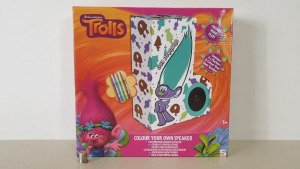 72 X BRAND NEW TROLLS GUY DIAMOND COLOUR YOUR OWN VELVET SPEAKERS - IN 3 CARTONS