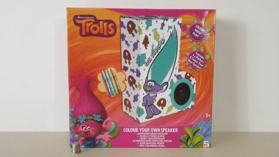 72 X BRAND NEW TROLLS GUY DIAMOND COLOUR YOUR OWN VELVET SPEAKERS - IN 3 CARTONS