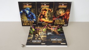 60 X BRAND NEW PACKS OF 5 MARVEL AVENGERS INFINITY WAR PAPERBACK NOVELS IN 15 CARTONS