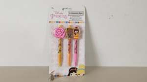 142 X BRAND NEW DISNEY EMOJI PRINCESS 3 PACK BALL POINT PENS WITH TOPPERS IN 2 BOXES