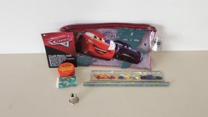 192 X BRAND NEW DISNEY PIXAR CARS FILLED PENCIL CASE COMES WITH - PENCIL, SHARPNER, RUBBER AND RULER IN 4 BOXES