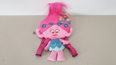 84 X BRAND NEW TROLLS BRANCH HEAD PLUSH BACKPACKS IN 7 BOXES