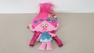 84 X BRAND NEW TROLLS BRANCH HEAD PLUSH BACKPACKS IN 7 BOXES