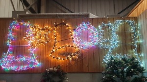 10 X PREMIER CHRISTMAS LED LIT SIGNS IE BELL, STAR, WREATH AND MERRY CHRISTMAS.