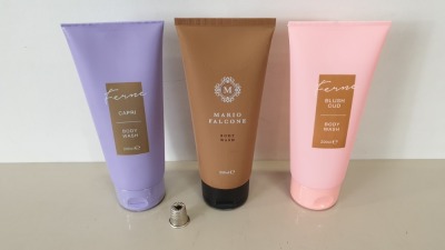 96 X ASSORTED BODY WASH IE FERNE CAPRI BODY WASH (200ML), FERNE BLUSH OUD BODY WASH (200ML) AND MARIO FALCONE BODY WASH (200ML) - PICK MIXED LOOSE