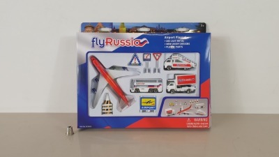 36 X BRAND NEW FLYRUSSIA DIE CAST METAL AIRPORT PLAYSETS (RUS6261) IN 1 CARTON - (ORIG RRP £19.00 EACH)