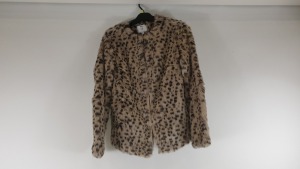 10 X BRAND NEW DOROTHY PERKINS TALL BROWN LEOPARD PRINT CURVED EDGE TO EDGE COAT (SIZE UK14) - IN 2 BOXES TOTAL RRP £550.00