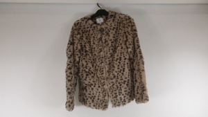 10 X BRAND NEW DOROTHY PERKINS TALL BROWN LEOPARD PRINT CURVED EDGE TO EDGE COAT (SIZE UK14) - IN 2 BOXES TOTAL RRP £550.00