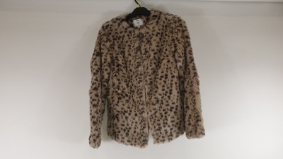 10 X BRAND NEW DOROTHY PERKINS TALL BROWN LEOPARD PRINT CURVED EDGE TO EDGE COAT (SIZE UK12) - IN 2 BOXES TOTAL RRP £550.00