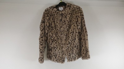 10 X BRAND NEW DOROTHY PERKINS TALL BROWN LEOPARD PRINT CURVED EDGE TO EDGE COAT (SIZE UK10) - IN 2 BOXES TOTAL RRP £550.00