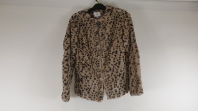 10 X BRAND NEW DOROTHY PERKINS TALL BROWN LEOPARD PRINT CURVED EDGE TO EDGE COAT (SIZE UK10) - IN 2 BOXES TOTAL RRP £550.00