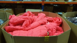 FULL PALLET OF FADED GLORY NEON CORAL QUILTED PUFFER JACKET WITH REMOVABLE HOOD IN VARIOUS SIZES