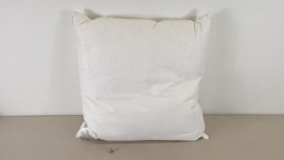 10 X BRAND NEW BAGGED NIMBUS EMPORIUM LUXURIOUS CUSHIONS (SUPERIOR NEW WHITE HUNGARIAN GOOSE DOWN) SIZE 65 X 65 CM - IN 2 BOXES