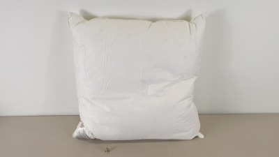 10 X BRAND NEW BAGGED NIMBUS EMPORIUM LUXURIOUS CUSHIONS (SUPERIOR NEW WHITE HUNGARIAN GOOSE DOWN) SIZE 65 X 65 CM - IN 2 BOXES