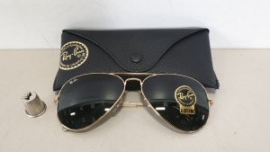 3 X BRAND NEW RAY.BAN GOLD COLOURED FRAME SUNGLASSES - WITH CASE