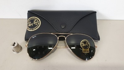 3 X BRAND NEW RAY.BAN GOLD COLOURED FRAME SUNGLASSES - WITH CASE