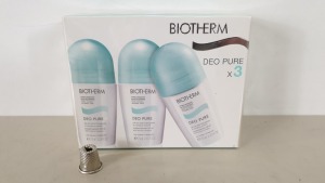 6 X BRAND NEW BOXED BIOTHERM DEO PURE 3 PACK ROLL ON ANTI TRANSPIRANT