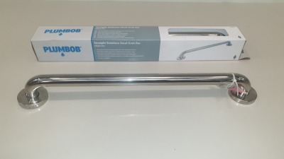 24 X BRAND NEW PLUMBOB 600MM CHROME STRAIGHT BATHROOM GRAB BAR (PROD CODE 550561) TRADE PRICE £23.22 EACH (EXC VAT) - IN 2 CARTONS