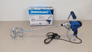 2 X BRAND NEW SILVERLINE DIY 850W PAINT / CEMENT / PLASTER MIXERS WITH 120MM DIA PADDLE, 80 LITRE CAPABILITY (PRODUCT CODE 263965) - (WITH 3 YEARS MANUFACTURERS GUARANTEE) - TRADE PRICE £56.54 EACH (EXC VAT) - PICK LOOSE