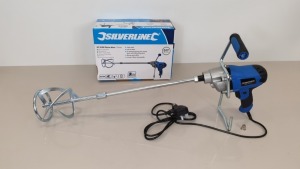 2 X BRAND NEW SILVERLINE DIY 850W PAINT / CEMENT / PLASTER MIXERS WITH 120MM DIA PADDLE, 80 LITRE CAPABILITY (PRODUCT CODE 263965) - (WITH 3 YEARS MANUFACTURERS GUARANTEE) - TRADE PRICE £56.54 EACH (EXC VAT) - PICK LOOSE