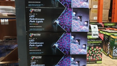 12 X BRAND NEW PREMIER SET OF 3 LED KALEIDOSCOPE PATH LIGHTS COLOUR WARM WHITE (INDOOR OUTDOOR)