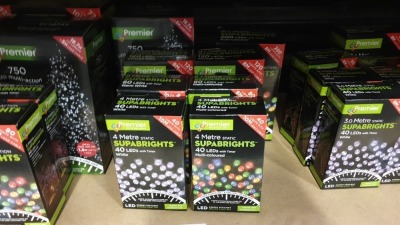 8 PIECE MIXED PREMIER LIGHTS LOT CONTAINING 18.7M LED MULTI-ACTION TREE BRIGHTS, 16M MULTI-COLOURED LIGHTS, 4M WHITE STATIC LIGHTS ETC