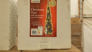 6 X BRAND NEW CHRISTMAS WORKSHOP 6FT POP UP CHRISTMAS TREE WITH BOWS - 60 LED LIGHTS - IN 1 BOX