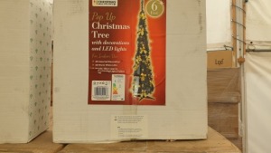 6 X BRAND NEW CHRISTMAS WORKSHOP 6FT POP UP CHRISTMAS TREE WITH BOWS - 60 LED LIGHTS - IN 1 BOX