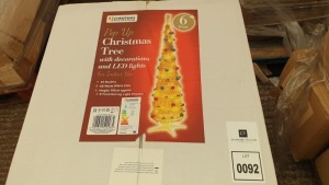 6 X BRAND NEW CHRISTMAS WORKSHOP 6FT POP UP CHRISTMAS TREE WITH BOWS - 60 LED LIGHTS - PICK LOOSE