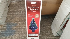 6 X BRAND NEW CHRISTMAS WORKSHOP 2FT FIBRE OPTIC LED CHRISTMAS TREE WITH BOWS - 60 LED LIGHTS - IN 1 BOX