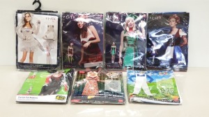 48 X BRAND NEW FANCY DRESS COSTUMES IE. SMIFFYS, FEVER - IN ASSORTED DESIGNS / THEMES (SOME HAVE HALLOWEEN) - IN 2 CARTONS