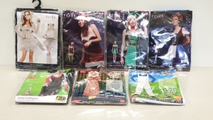 48 X BRAND NEW FANCY DRESS COSTUMES IE. SMIFFYS, FEVER - IN ASSORTED DESIGNS / THEMES (SOME HAVE HALLOWEEN) - IN 2 CARTONS