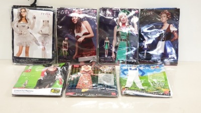 48 X BRAND NEW FANCY DRESS COSTUMES IE. SMIFFYS, FEVER - IN ASSORTED DESIGNS / THEMES (SOME HAVE HALLOWEEN) - IN 2 CARTONS