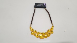 384 X PURPLE IVY YELLOW & GOLD COLOURED GEM NECKLACES IN 16 BOXES