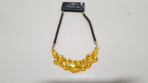 384 X PURPLE IVY YELLOW & GOLD COLOURED GEM NECKLACES IN 16 BOXES