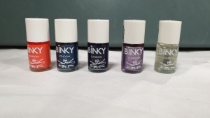 425 X BRAND NEW 12ML BINKY LONDON NAIL POLISH IN VARIOUS COLOURS IE DEEP SEA NAVY, BAYSWATER BLUE, PURPLE, BLUE DENIM AND TANGERINE - IN 12 BOXES RRP £845.75