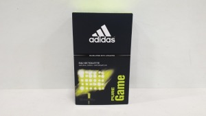 10 X ADIDAS PURE GAME 100ML EAU DE TOILETTE NATURAL SPRAY/VAPORISATEUR, NOT CELLOPHANE SEALED (BATCH 9027)